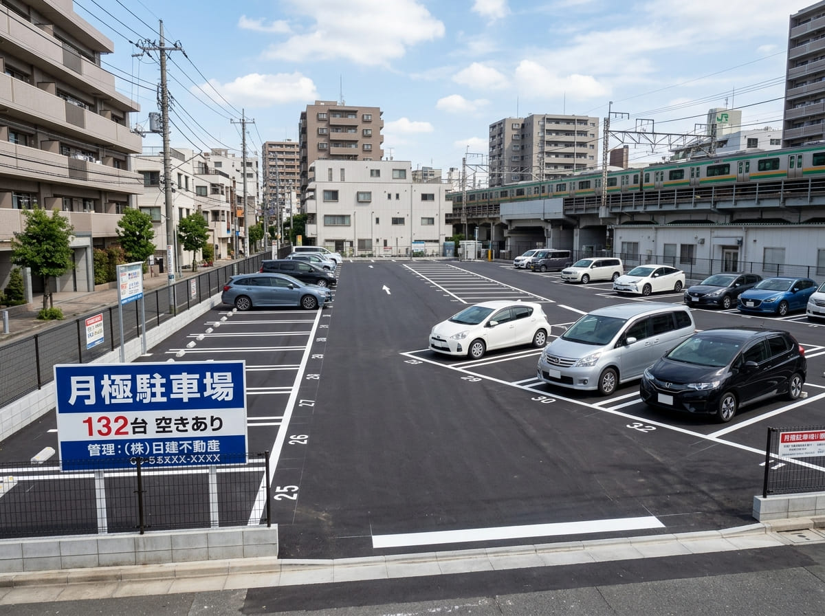 名古屋市中川区 月極駐車場のアスファルト舗装事例
